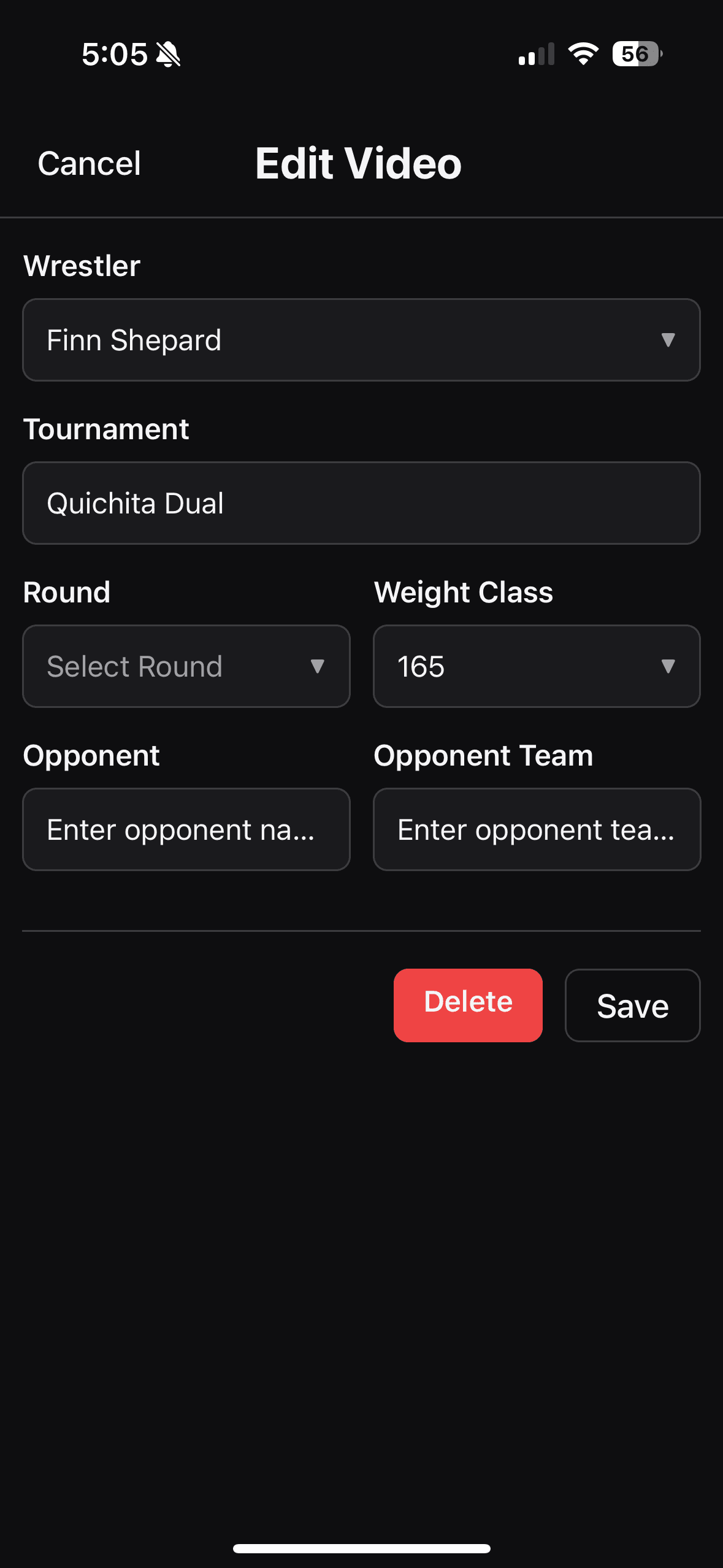 Matches screen showing a large download action for offline access.